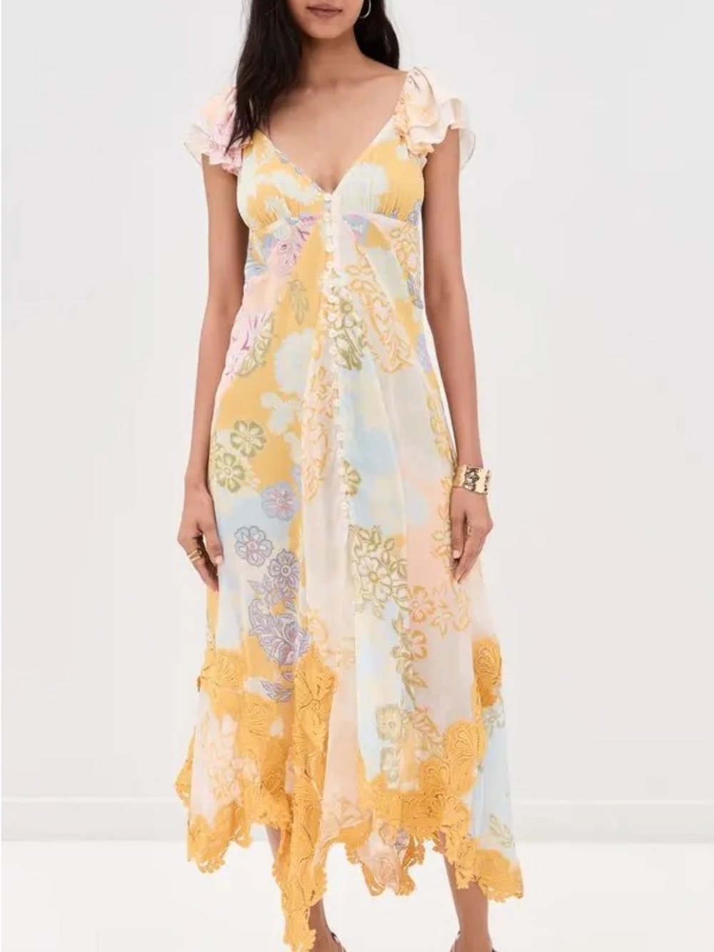 Free People Bali Aurora Floral V-Neck Dress